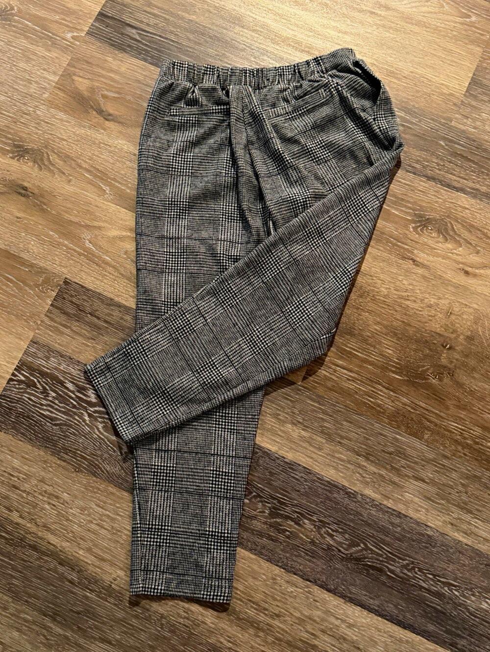 A New Day Women’s Gray Black White Plaid Dress Pants Tapered Stretch 27 In